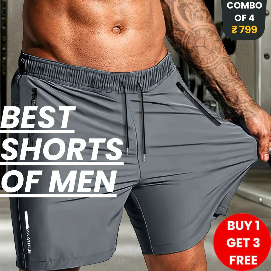 Combo of 4 Men's Stretchable Cotton Shorts for Summers 🌞👕