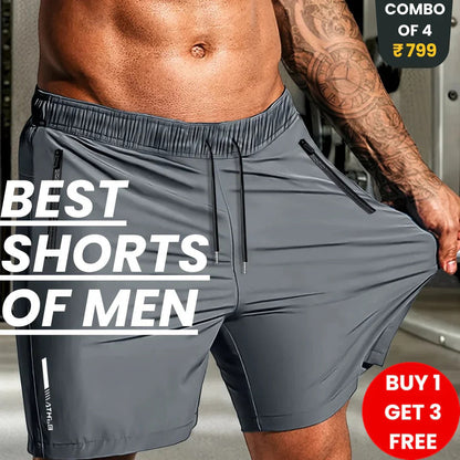 Combo of 4 Men's Stretchable Cotton Shorts for Summers 🌞👕