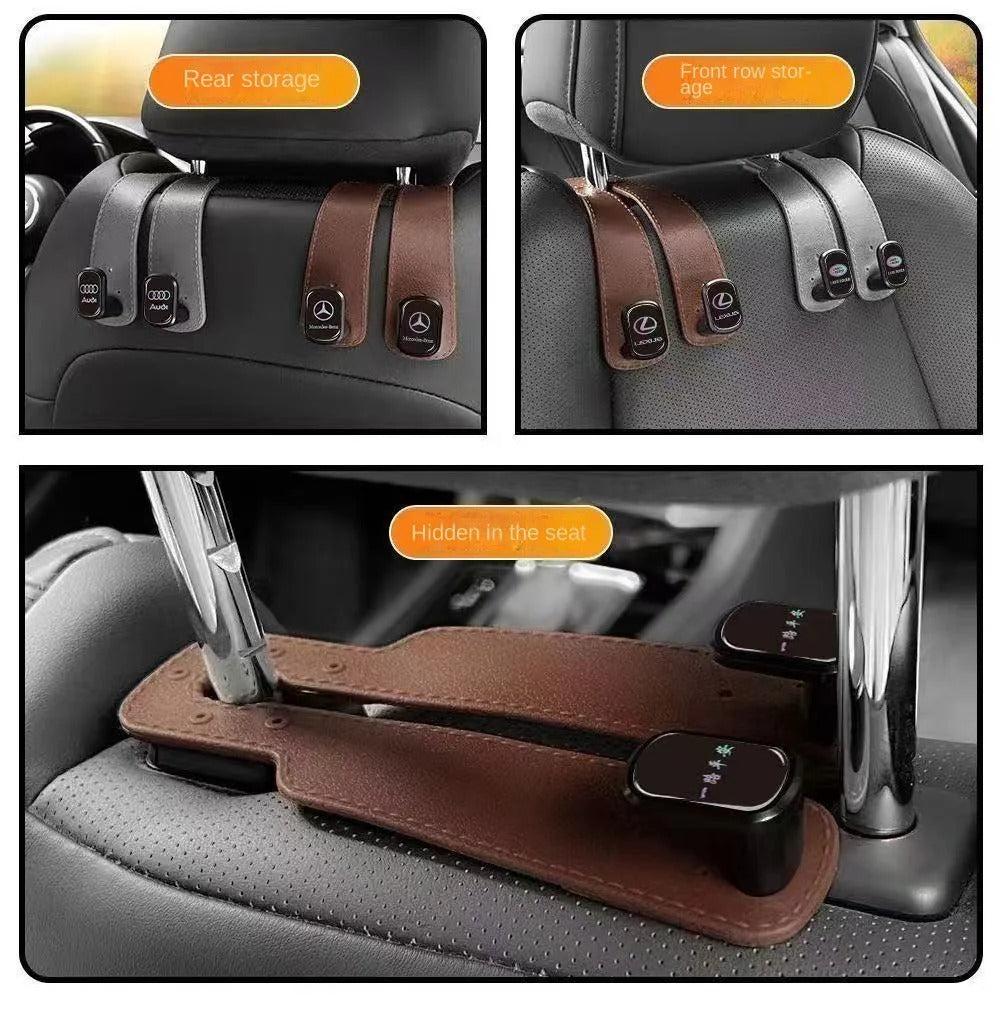 Car Seat Hook with Car Logo, Rear Seat Car Hook, Multifunctional Rear Seat Thickened Hanger for Car Interior Main image