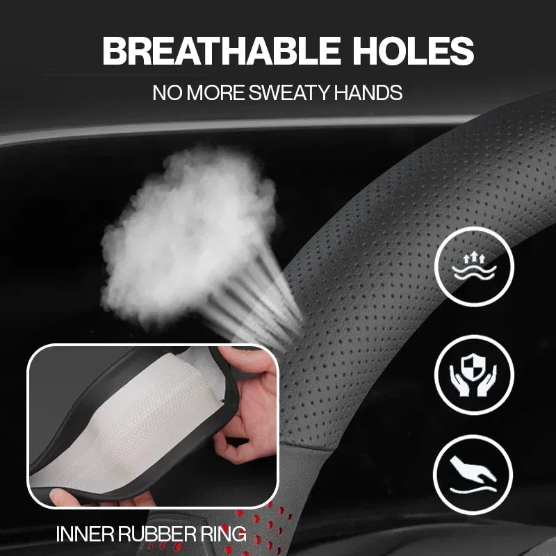 Gripex 2025 UltraGrip Breathable Leather Steering Wheel Cover | Anti-Slip, Universal Fit Secondary image